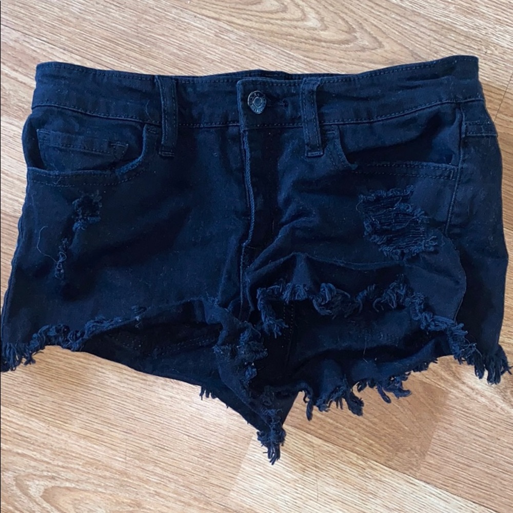 Klique B Black Distressed Shorts